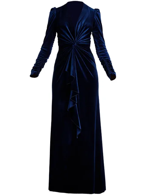 Tadashi Shoji Bevan Waterfall Drape velvet gown