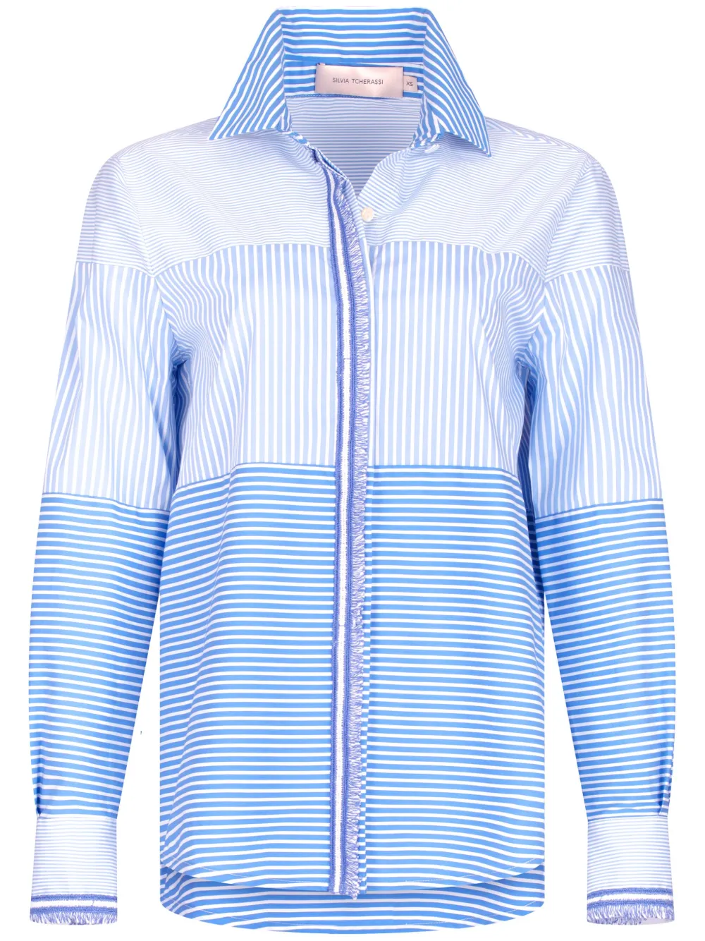 panelled striped shirt