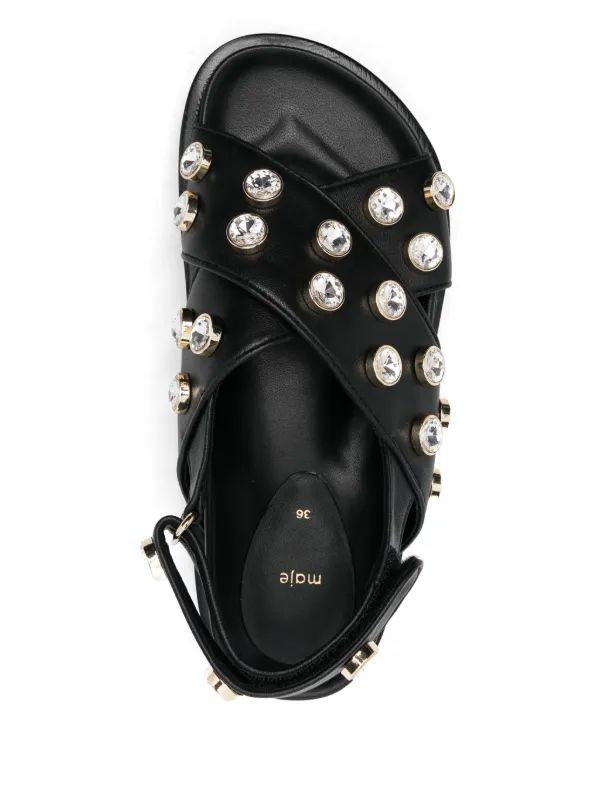 Maje crystal-embellished Sandals Black FARFETCH ID