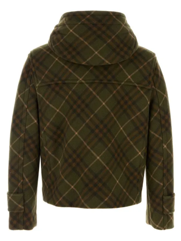 【送料&関税込】Burberry check Green Cotton Jacket Burberry Check jacket in green - Burberry | Mytheresa