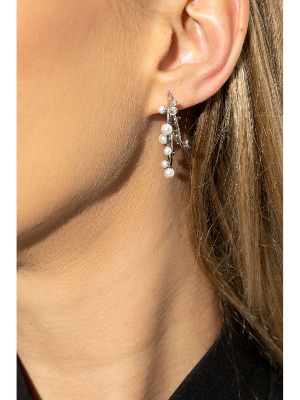 Tory Burch pearl-embellished hoop earrings - Zilver