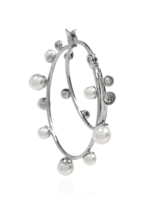 Tory Burch pearl-embellished Hoop Earrings | Silver | FARFETCH