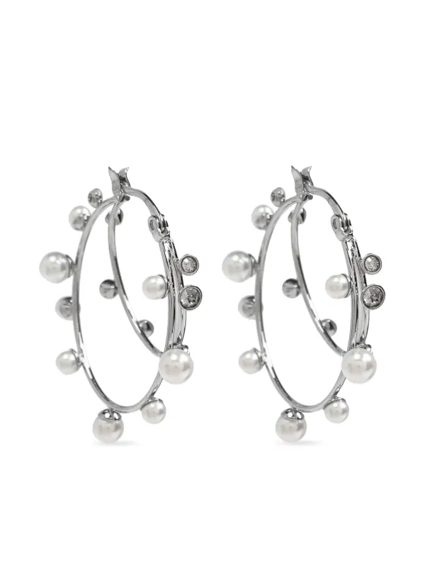 SILVER925 PEARL HOOP EARRINGS /シルバー/ピアス Pearl Silver Hoop Earrings - Silver Pearl Earrings, Pearl