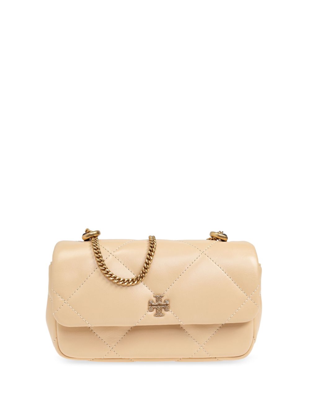 Tory Burch Mini Kira crossbodytas met chevron streep Beige