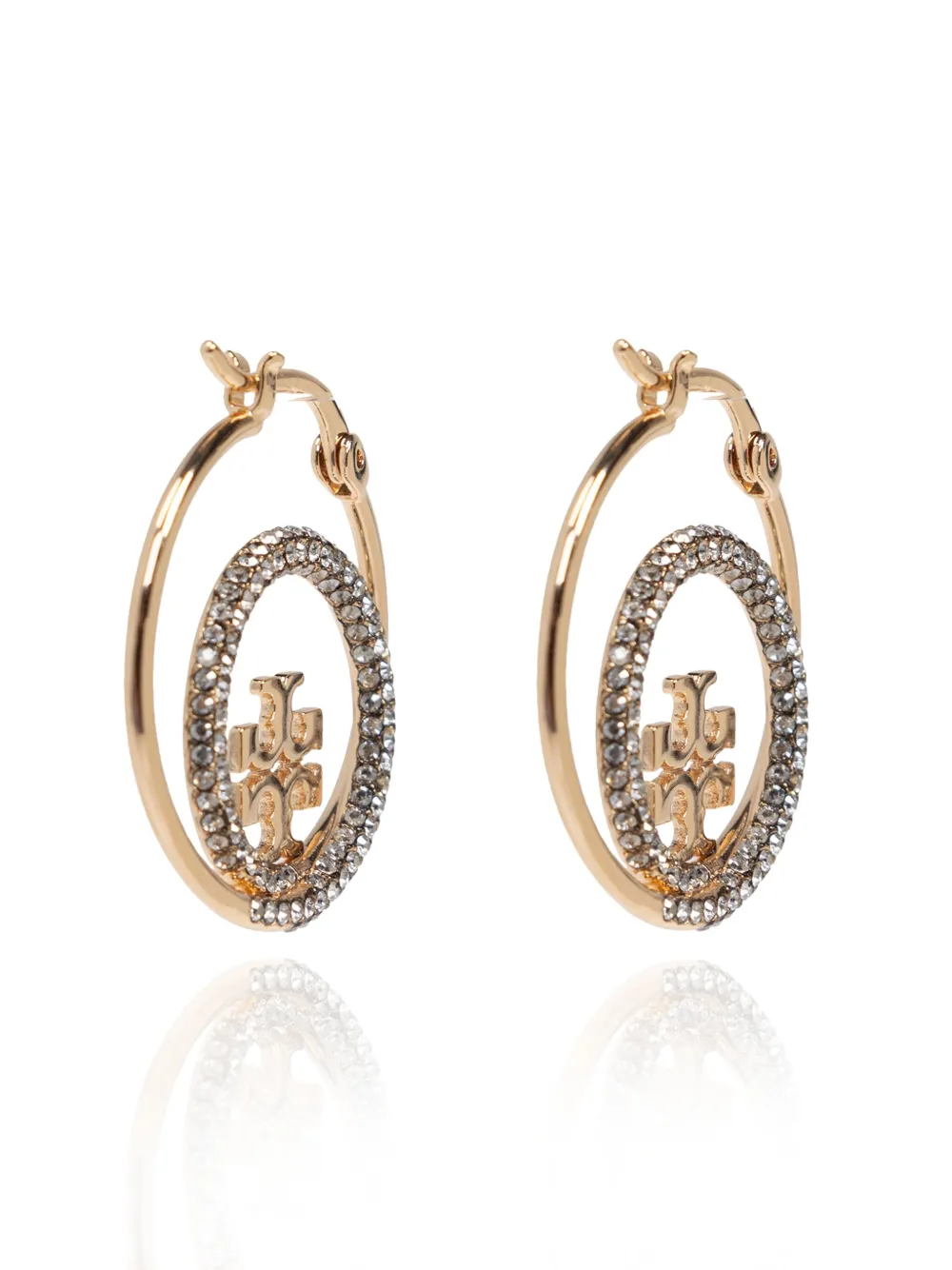Tory Burch Miller Pavé Hoop Earrings In Gold