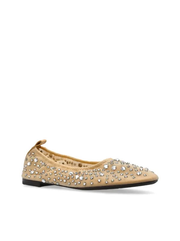 Tory Burch Crystal Embellished Ballerina Shoes | Neutrals
