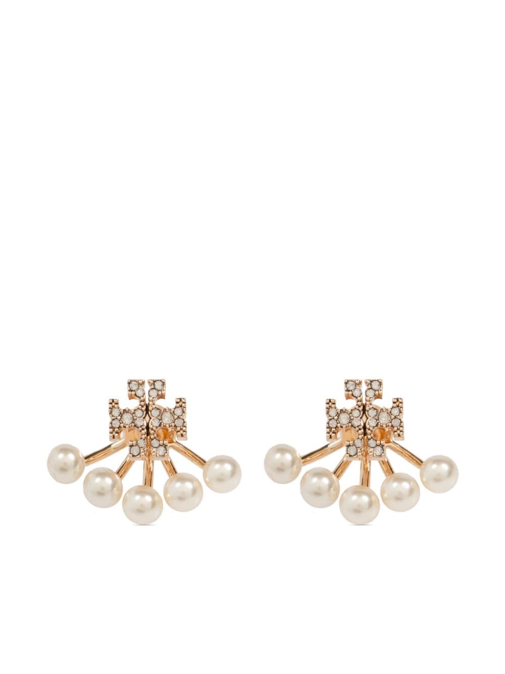 Shop Tory Burch Kira Pearl Front-back Earrings In Gold