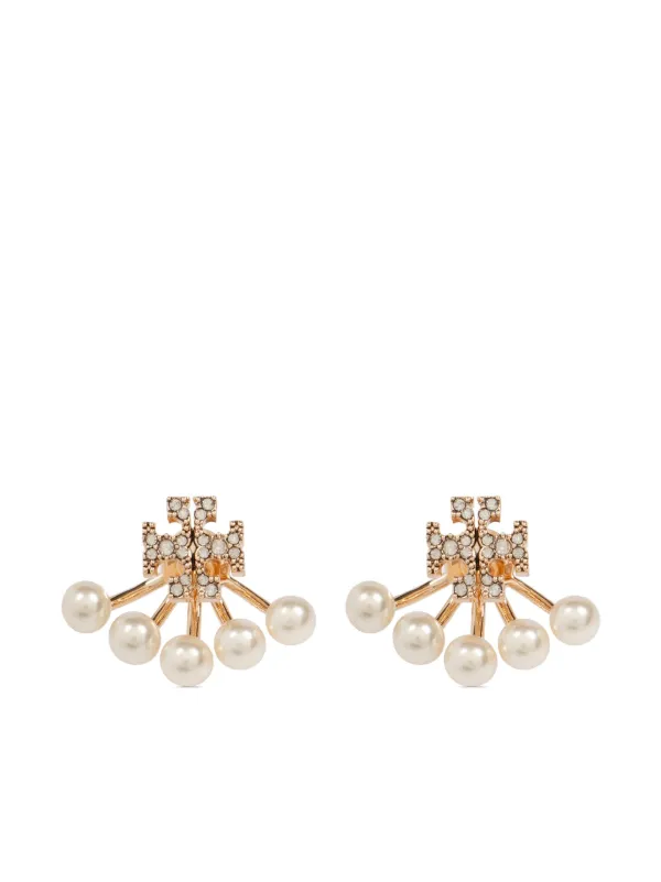 ピアス Tory Burch Kira Earrings Tory Burch Kira Pearl front-back Earrings | Gold | FARFETCH CA