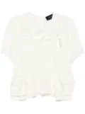 Simone Rocha bow ribbon broderie blouse - Neutrals