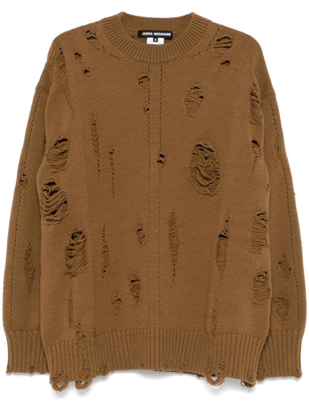 Junya Watanabe x Comme Des Garçons ripped-detailed sweater - Brown