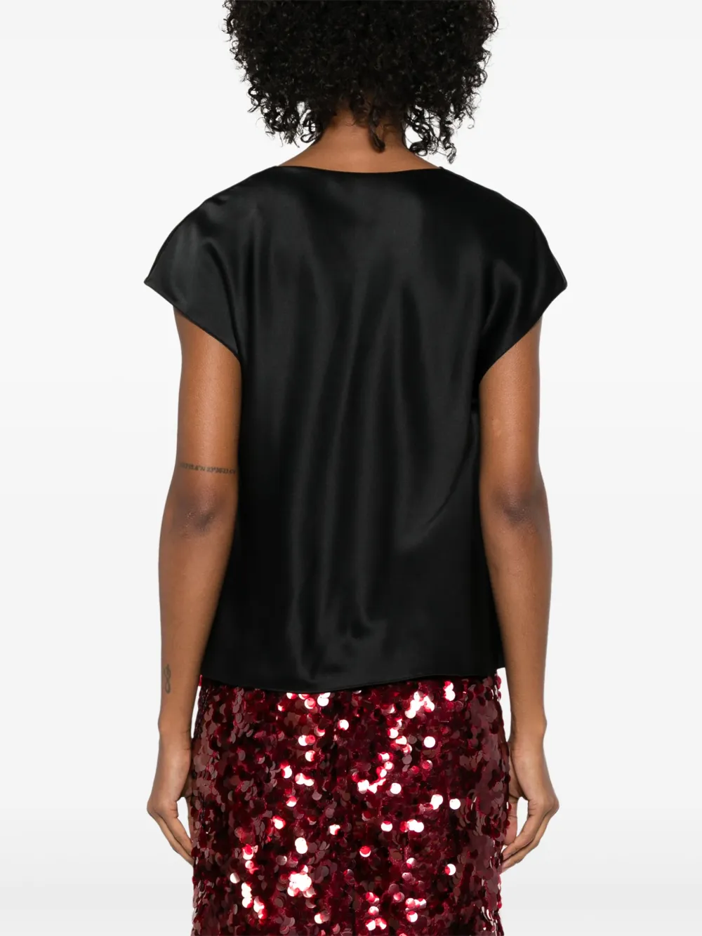 Shop Vince Silk Cowl-neck Blouse In Black