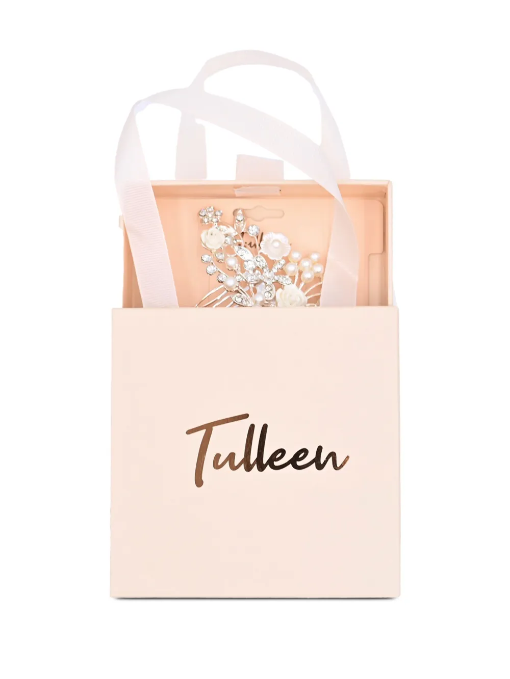 Tulleen Crystal Pearl And Ivory Floral Hair Comb In Silver