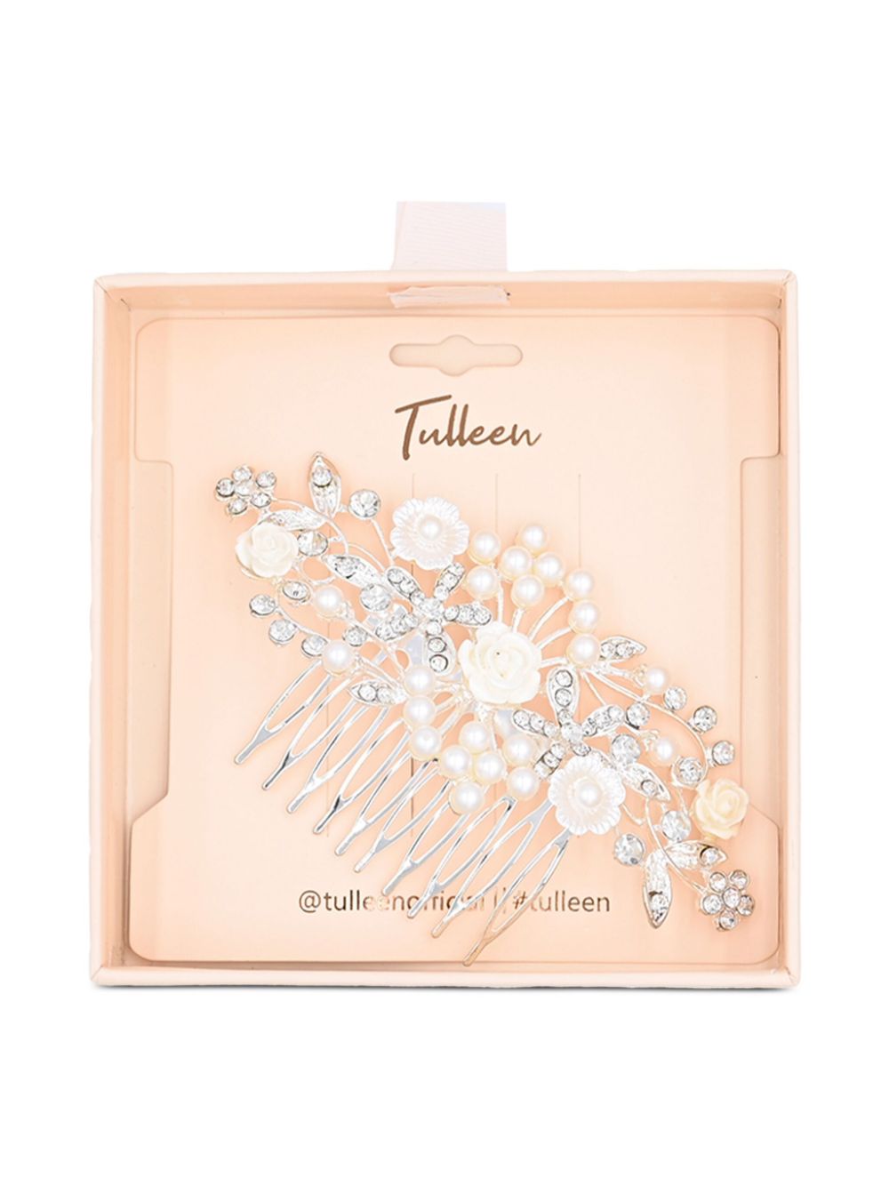 Tulleen floral hair comb - Silver