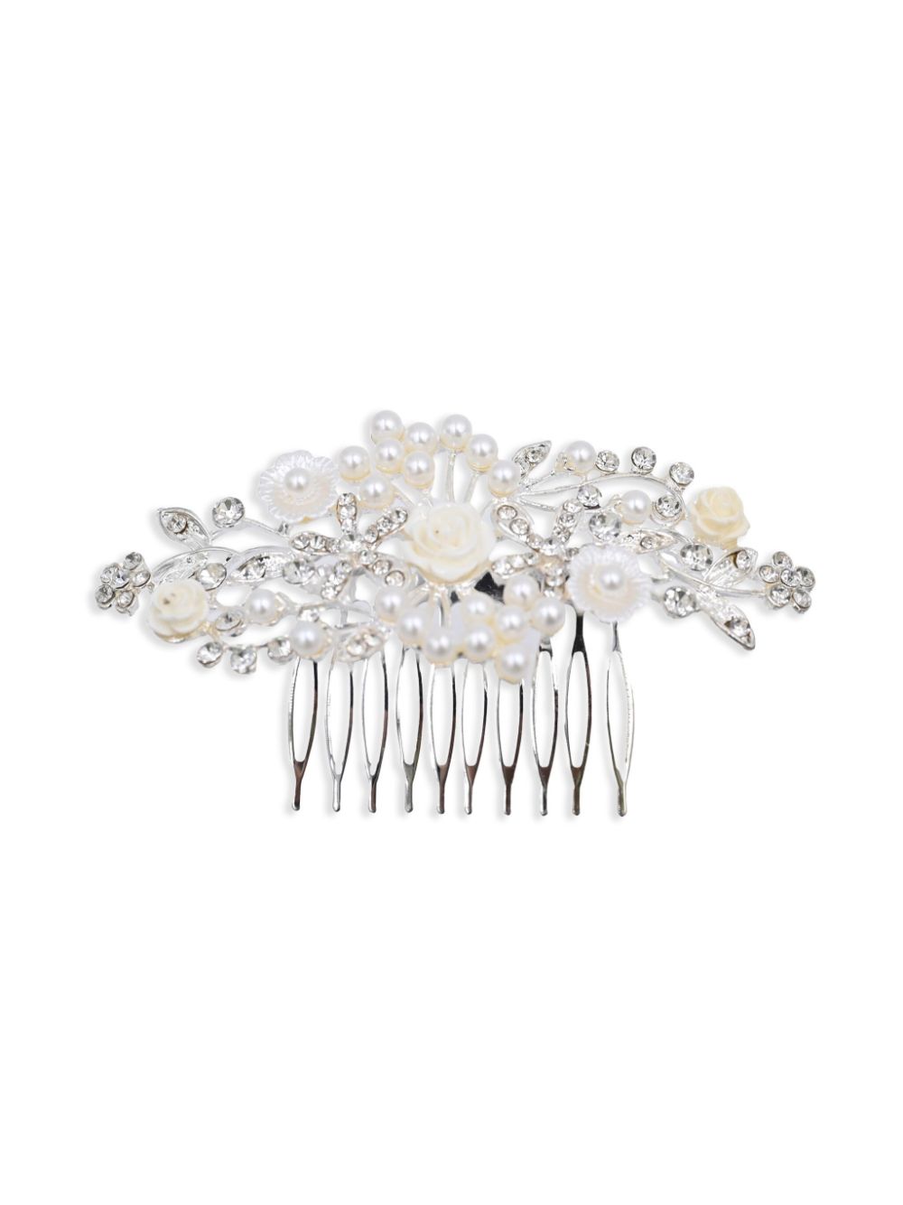 Tulleen floral hair comb - Silver