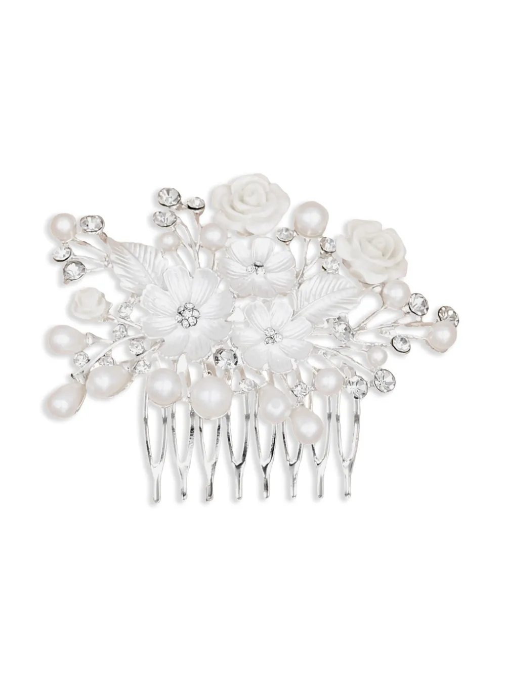 Tulleen rhinestone-embellished hair comb | Silver | Image 1