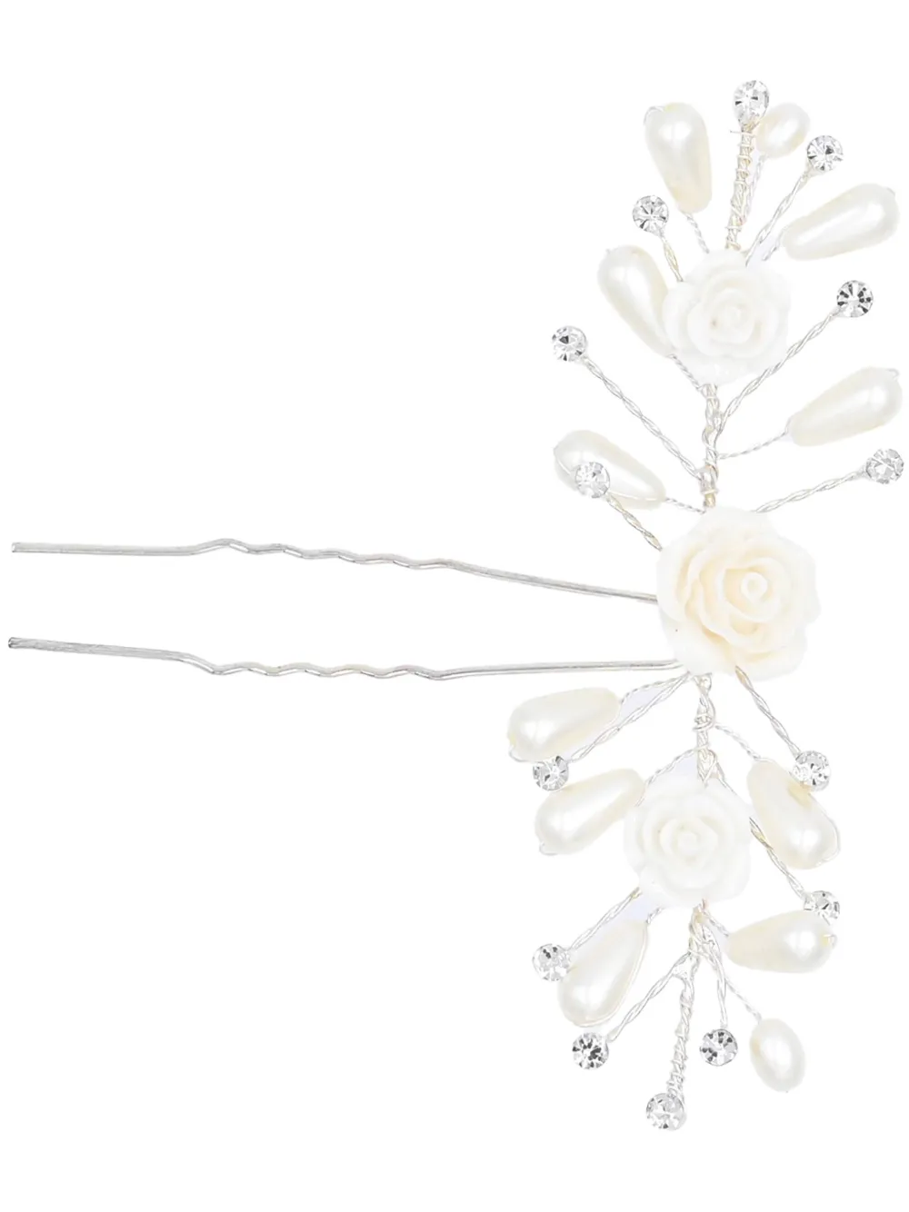 Tulleen Crystal Inflorescence Hair Pin In Silver