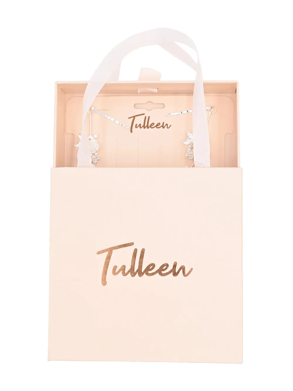 Tulleen Crystal White Floral Garland Hair Vine In Silver