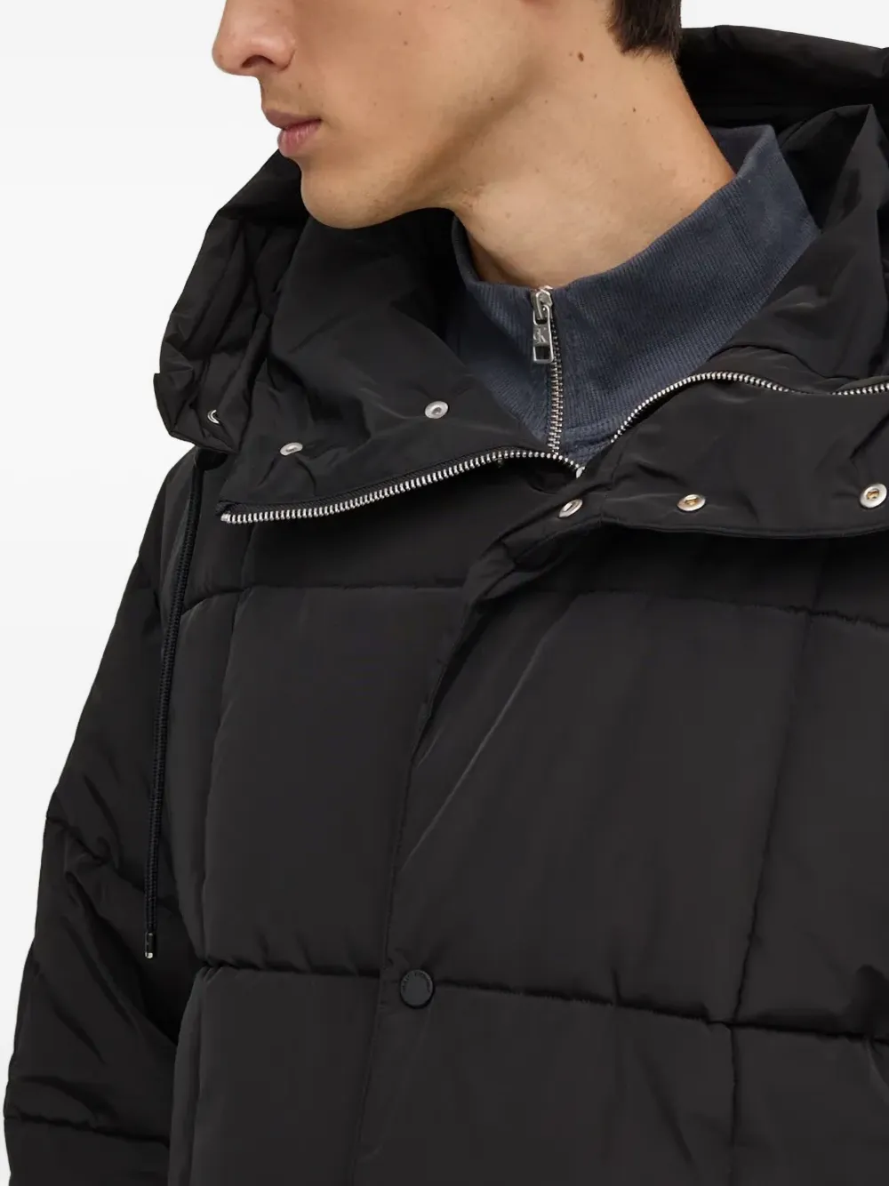 Armani Exchange Hooded Quilted Jacket In Black