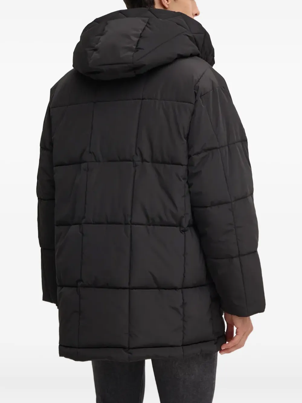 Armani Exchange Hooded Quilted Jacket In Black