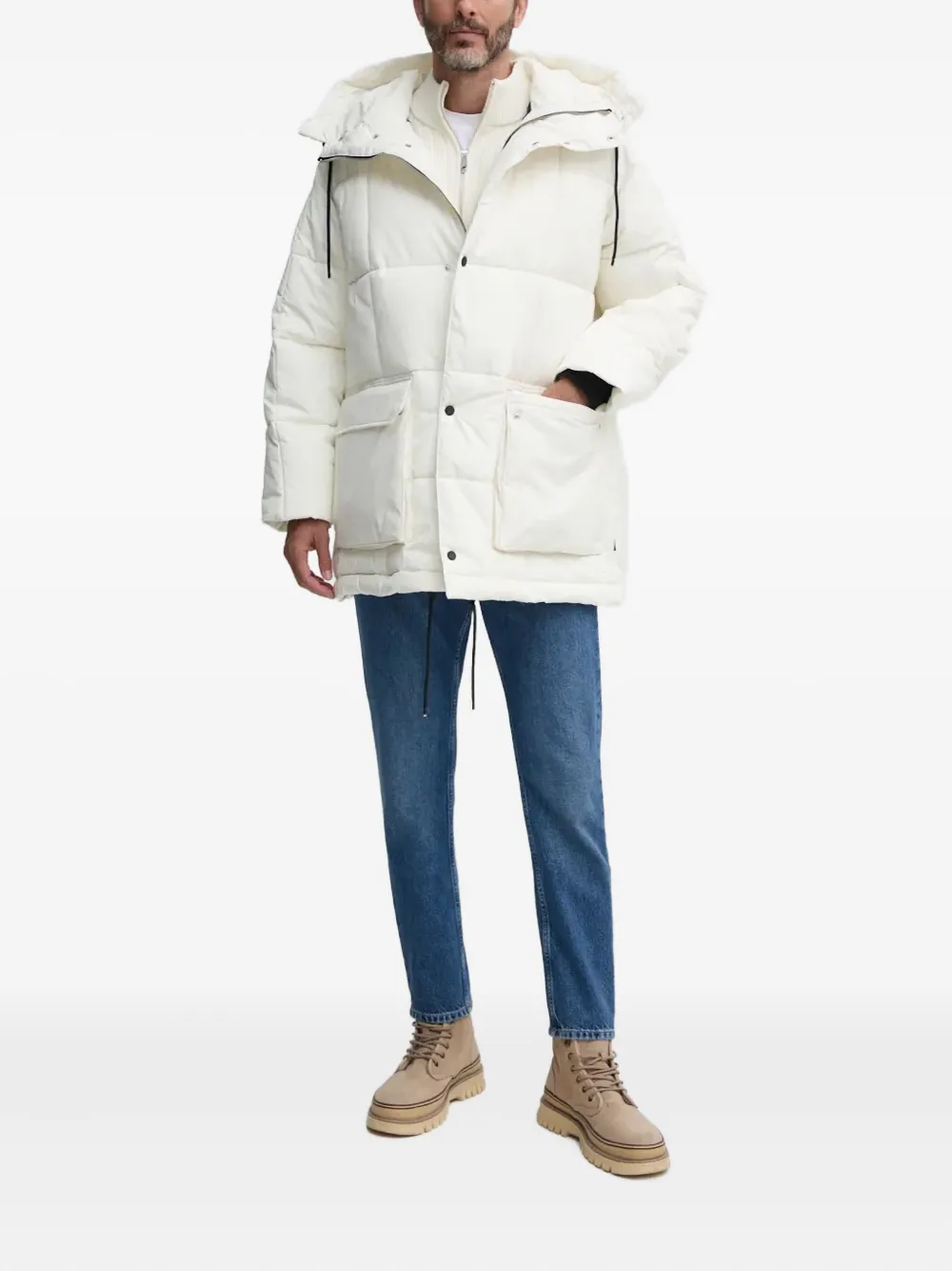 Armani Exchange Hooded Pocket Jacket In White