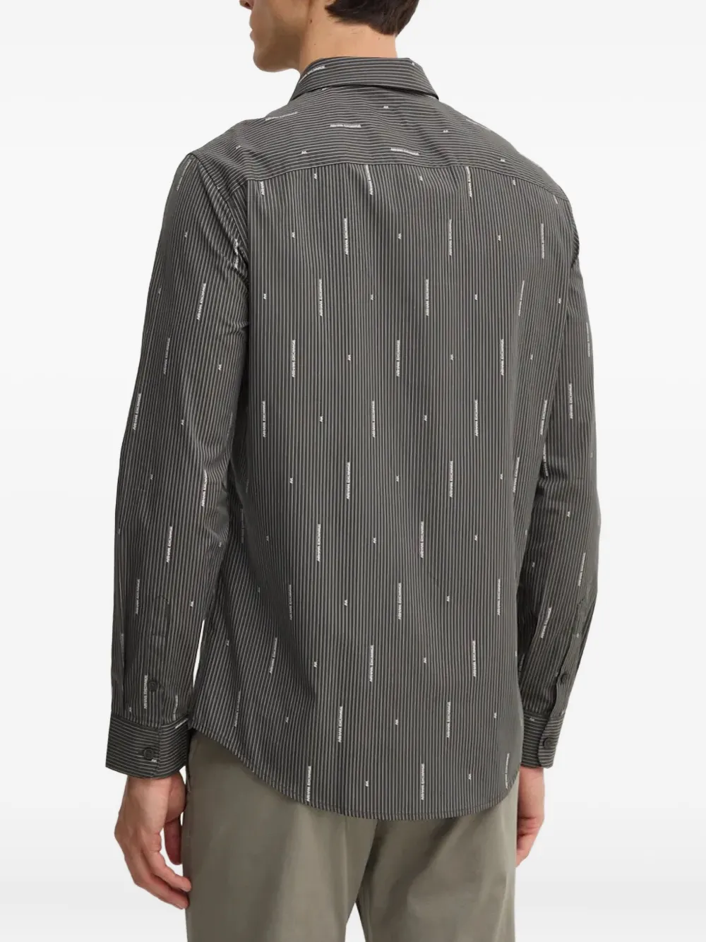 Armani Exchange Striped Buttoned Shirt In Gray