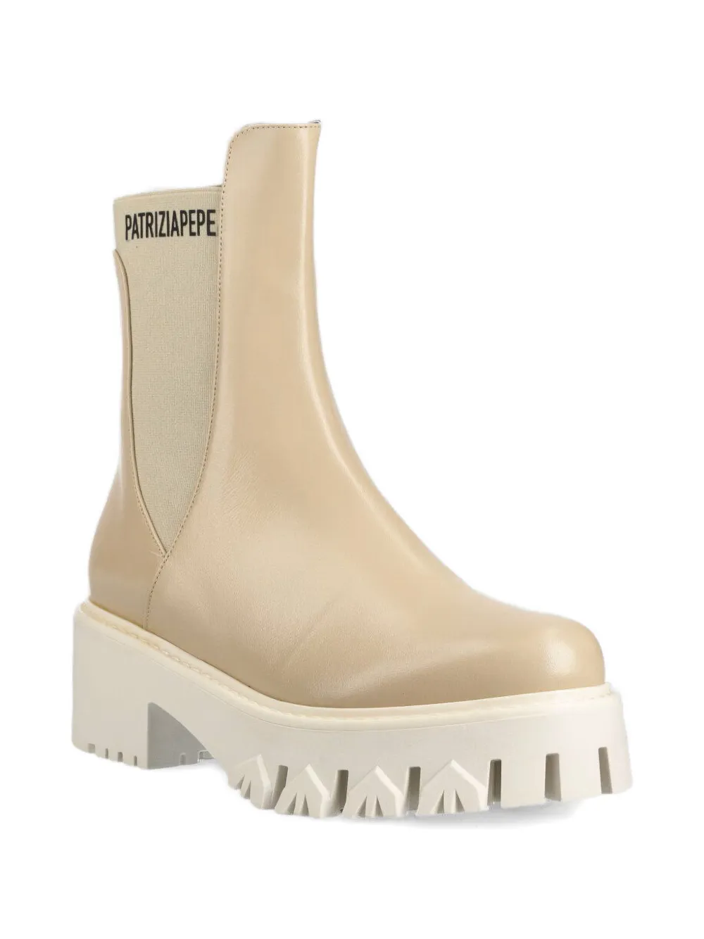 Patrizia Pepe Enkellaarzen met logoprint Beige