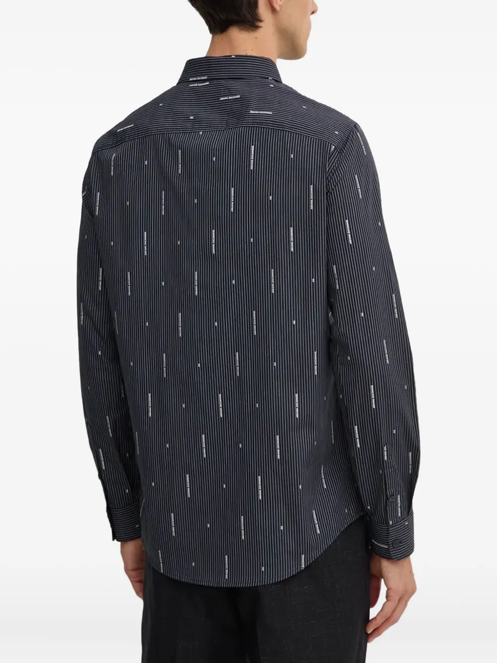 Armani Exchange Pinstripe Buttoned Shirt In Black