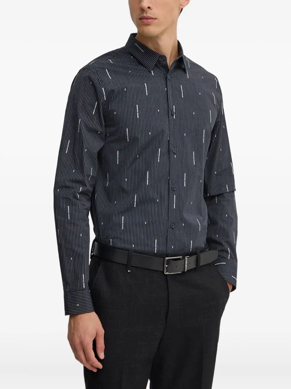Armani Exchange pinstripe buttoned shirt | Blue | Image 1
