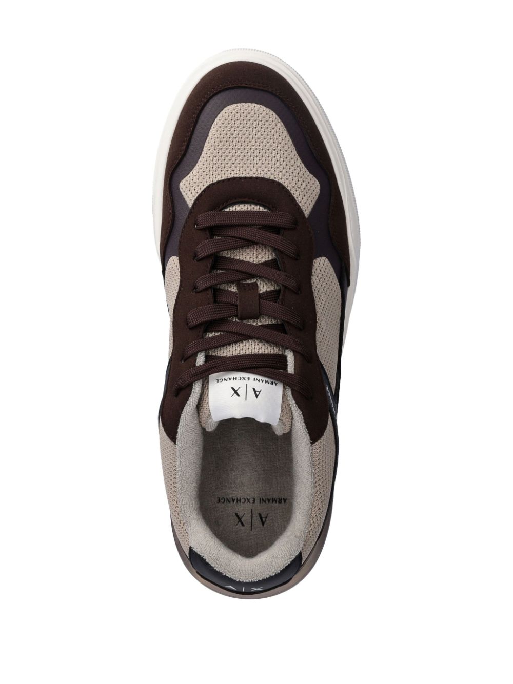 Armani Exchange Sneakers met suède vlakken Bruin