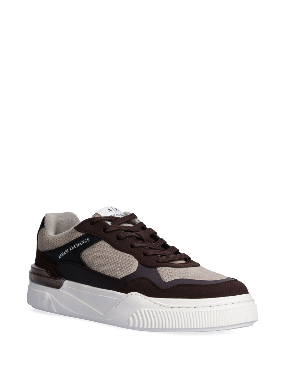 Armani Exchange Sneakers met suède vlakken Bruin