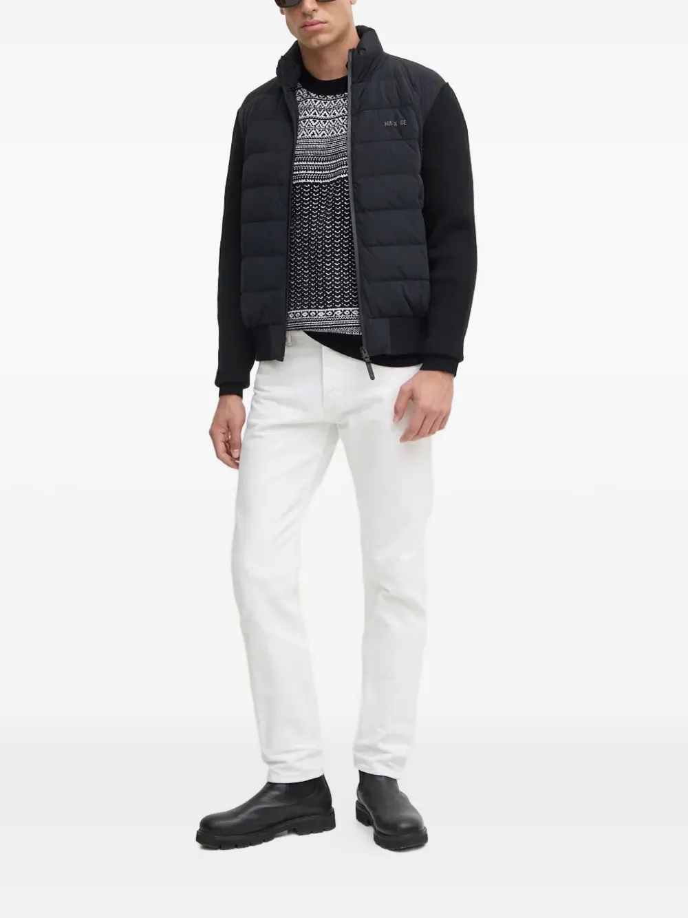 Armani Exchange patterned crew-neck sweater - Zwart