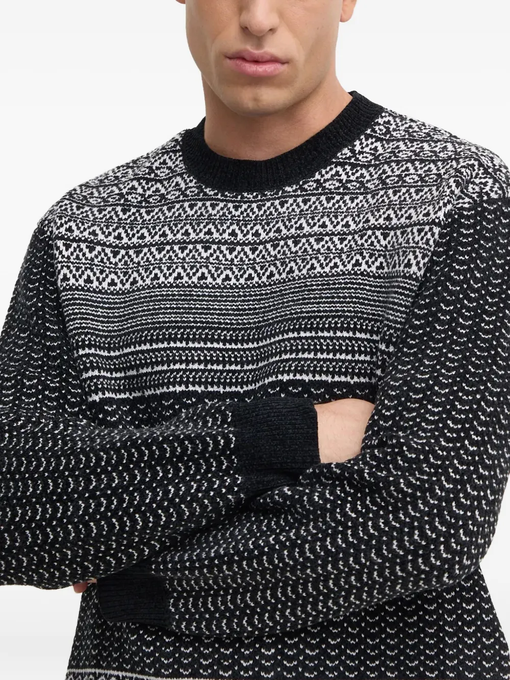Armani Exchange patterned crew-neck sweater | Black | Image 1