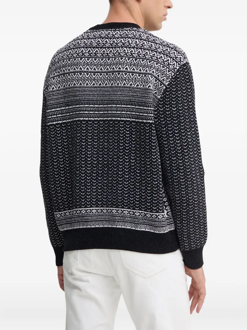 Armani Exchange Trui met patroon en ronde hals Zwart