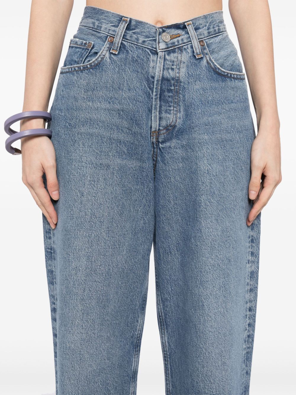 Shop Agolde V Front Jeans In Blue