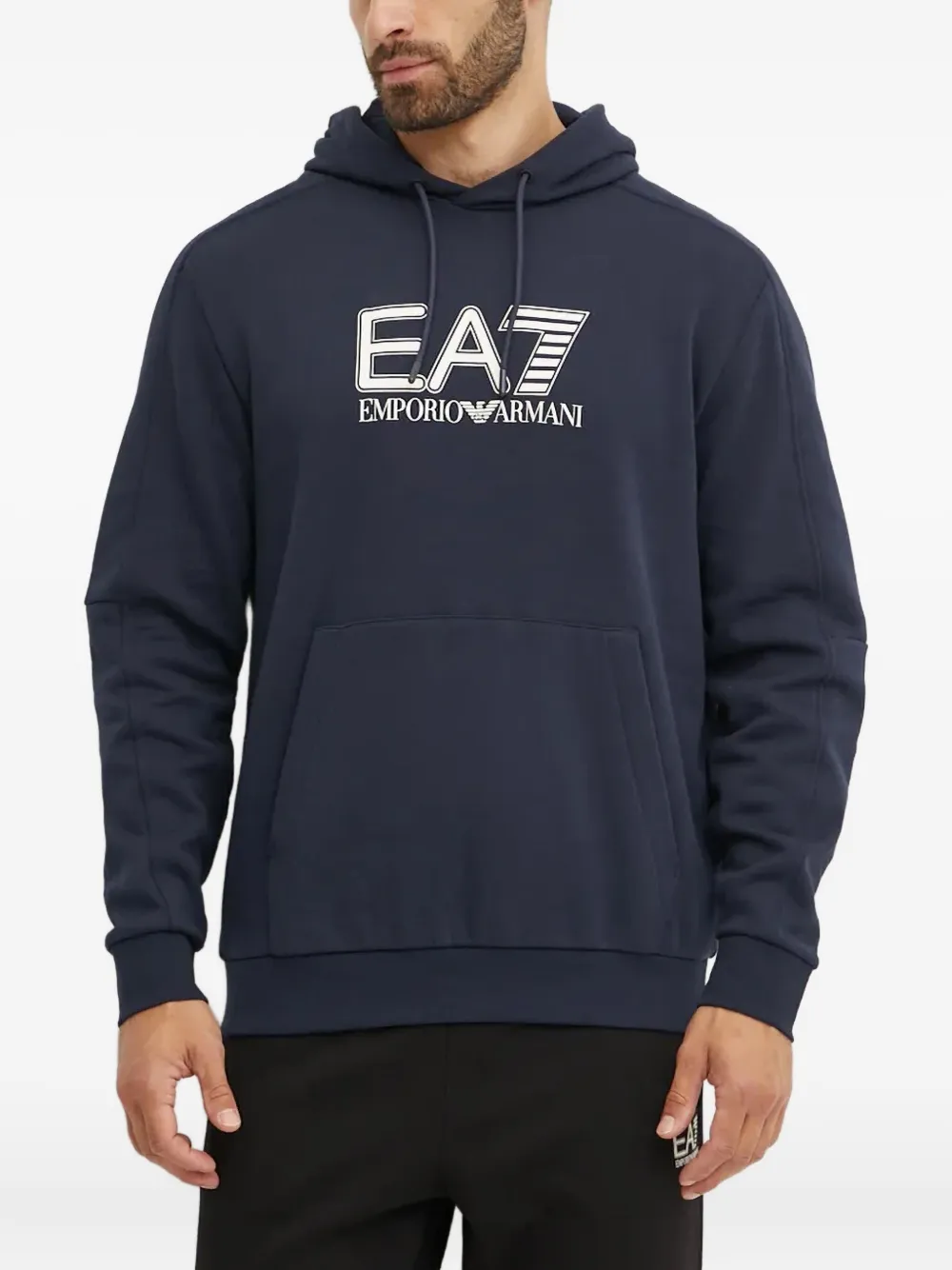 Ea7 Emporio Armani logo-print hoodie - Blu
