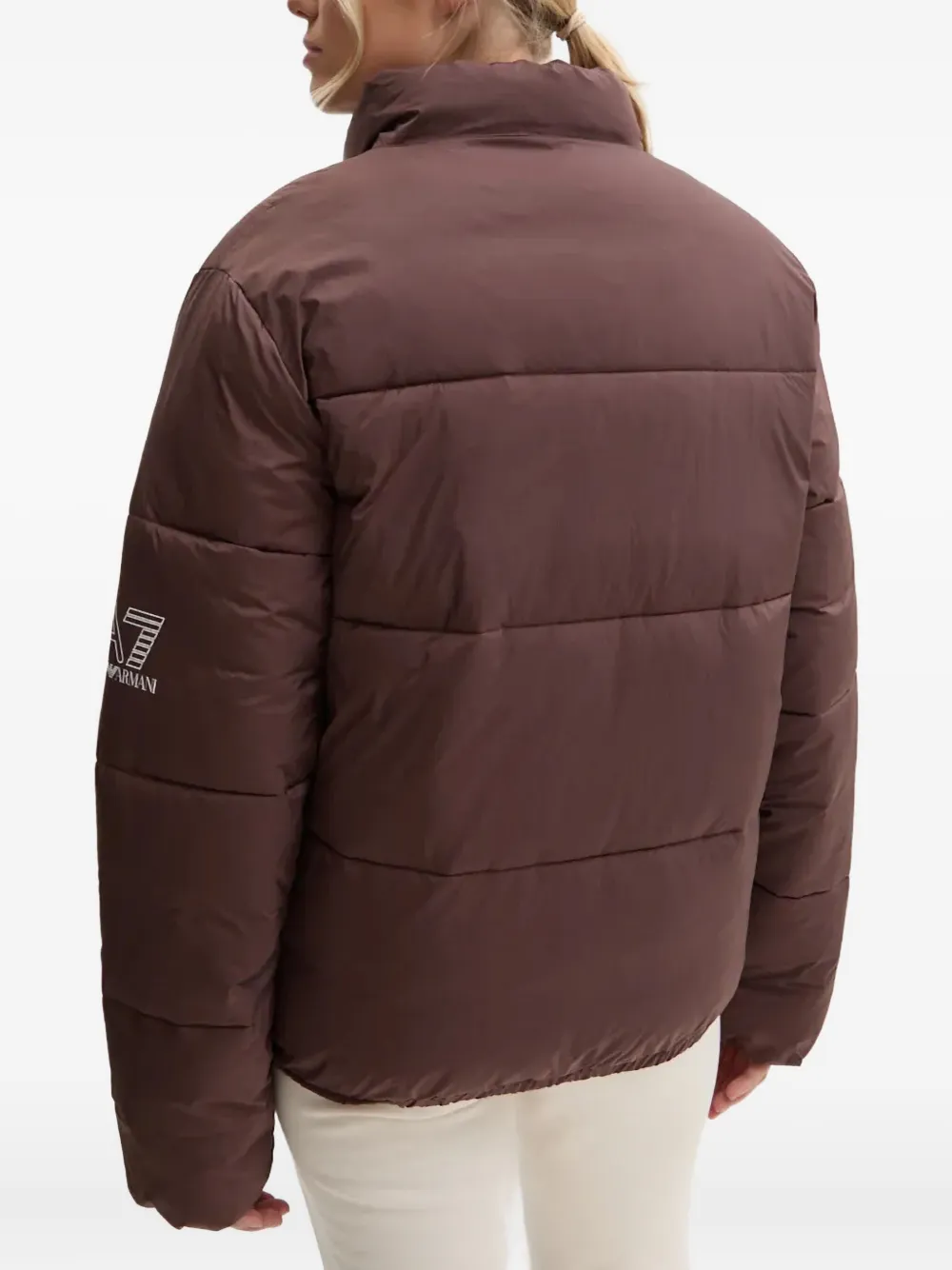 Ea7 Zip-up Puffer Jacket In Brown