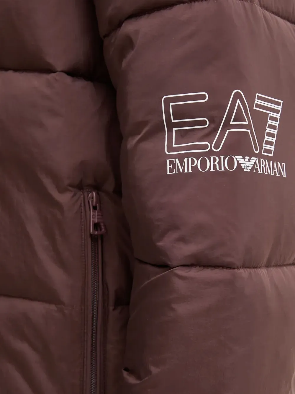 Ea7 Zip-up Puffer Jacket In Brown