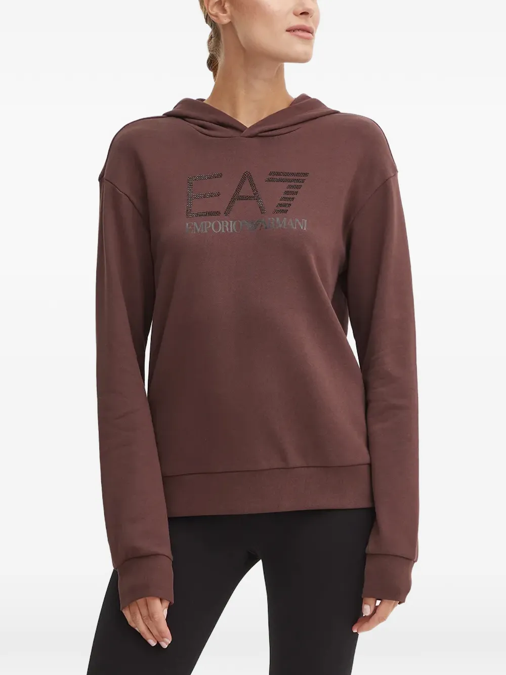 Ea7 Emporio Armani logo hoodie - Braun