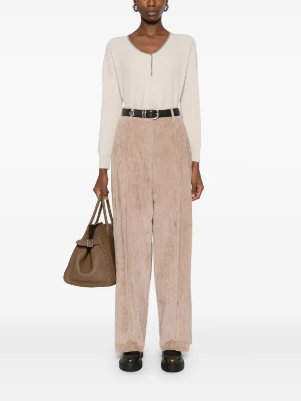 Brunello Cucinelli コーデュロイ ワイドパンツ | ニュートラル