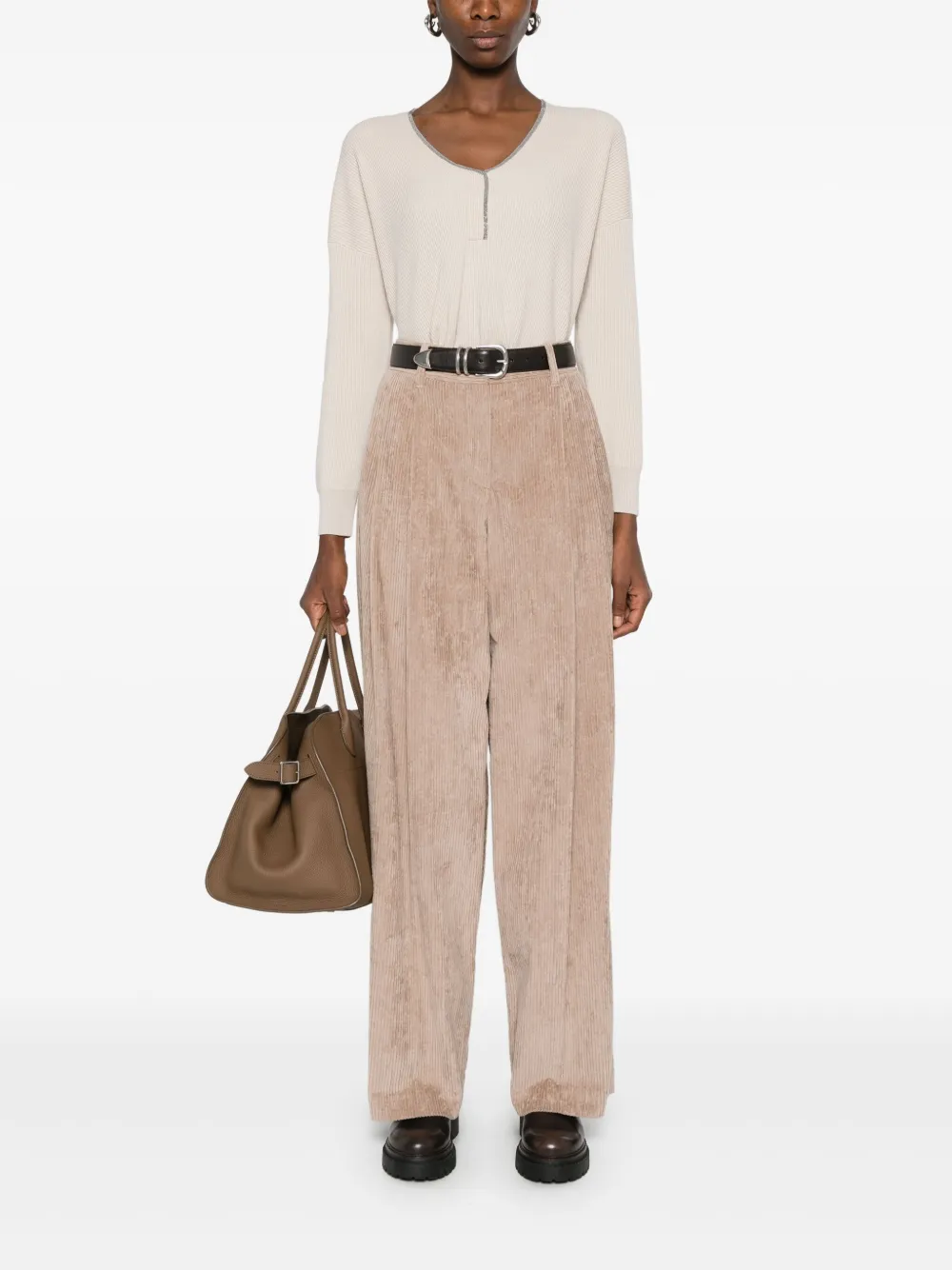 Brunello Cucinelli Kasjmier trui met Engelse print - Beige