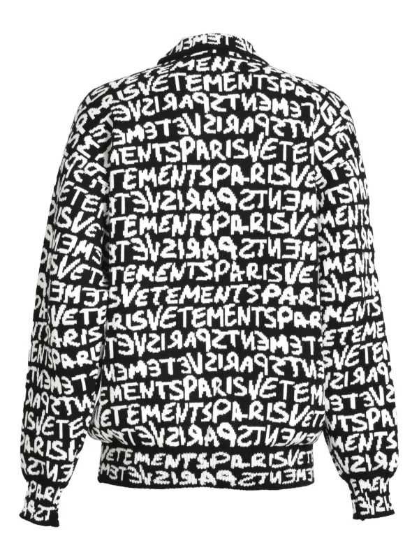 格安 VETEMENTS JP FARFETCH | ブラック | セーター ロゴインターシャ トップス