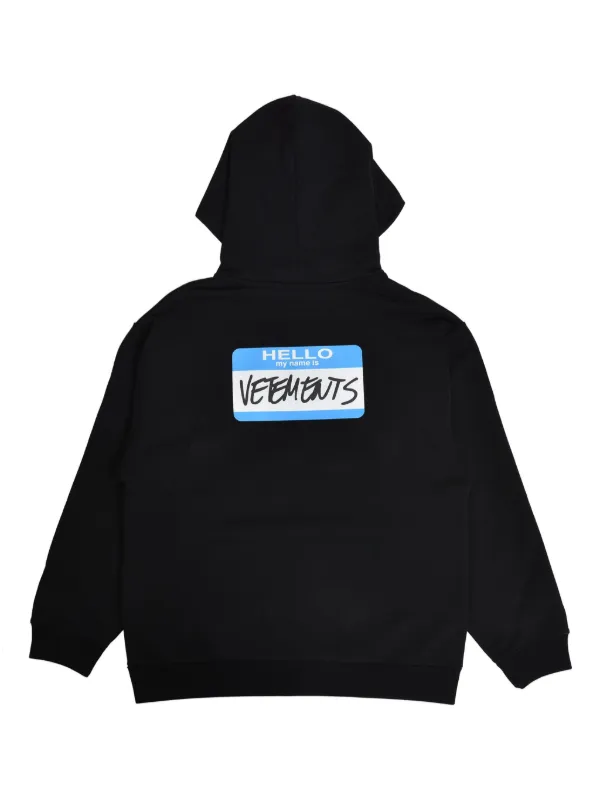 【VETEMENTS】 My Name Is Vetements フーディ パーカー Black 'My Name Is Vetements' Hoodie by VETEMENTS on Sale
