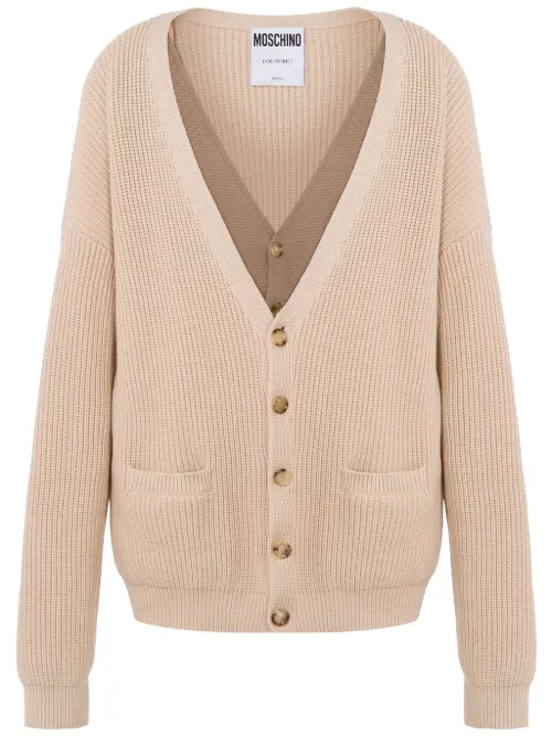 Cardigan en maille à design nervuré - Moschino - Modalova