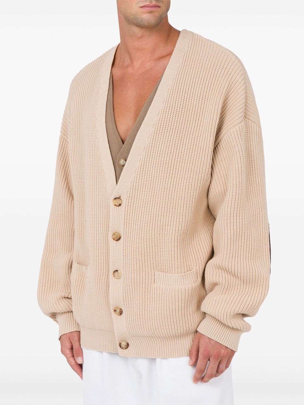 Moschino Ribgebreid vest - Beige