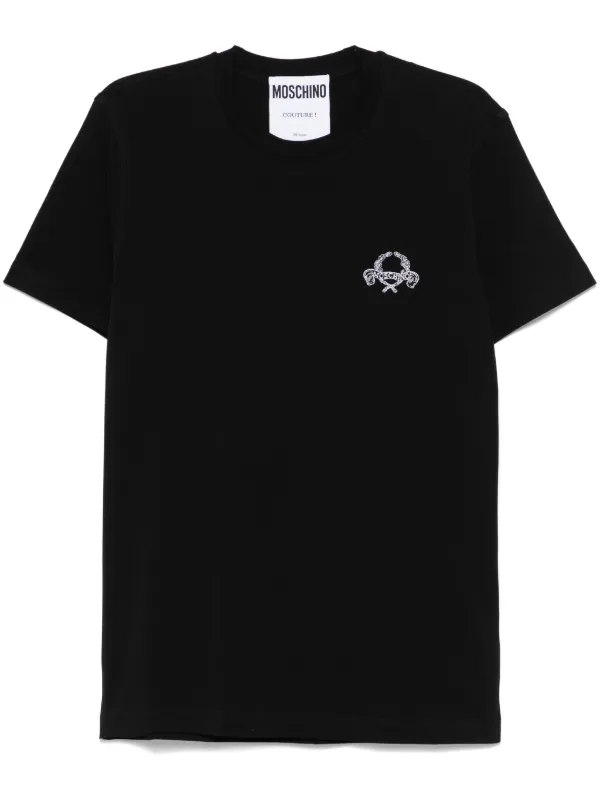 Moschino Logo-embroidered T-shirt in Black