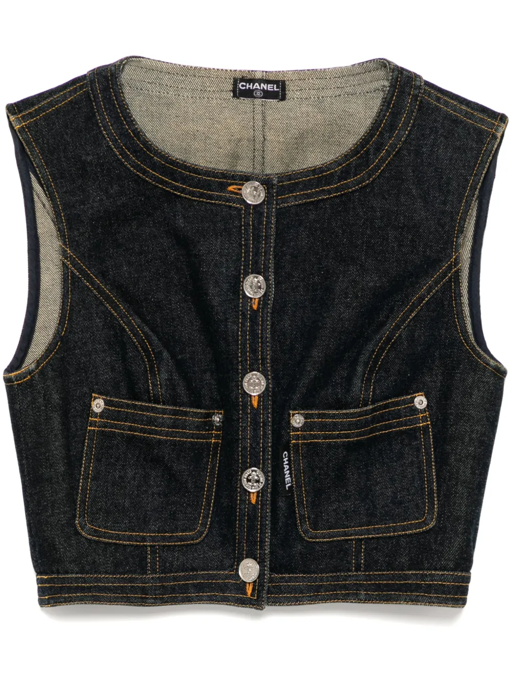 1990-2000s Sleeveless Vest Denim Jacket