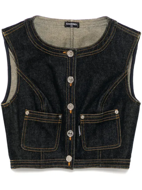 CHANEL Pre-Owned 1990-2000s Sleeveless Vest Denim Jacket