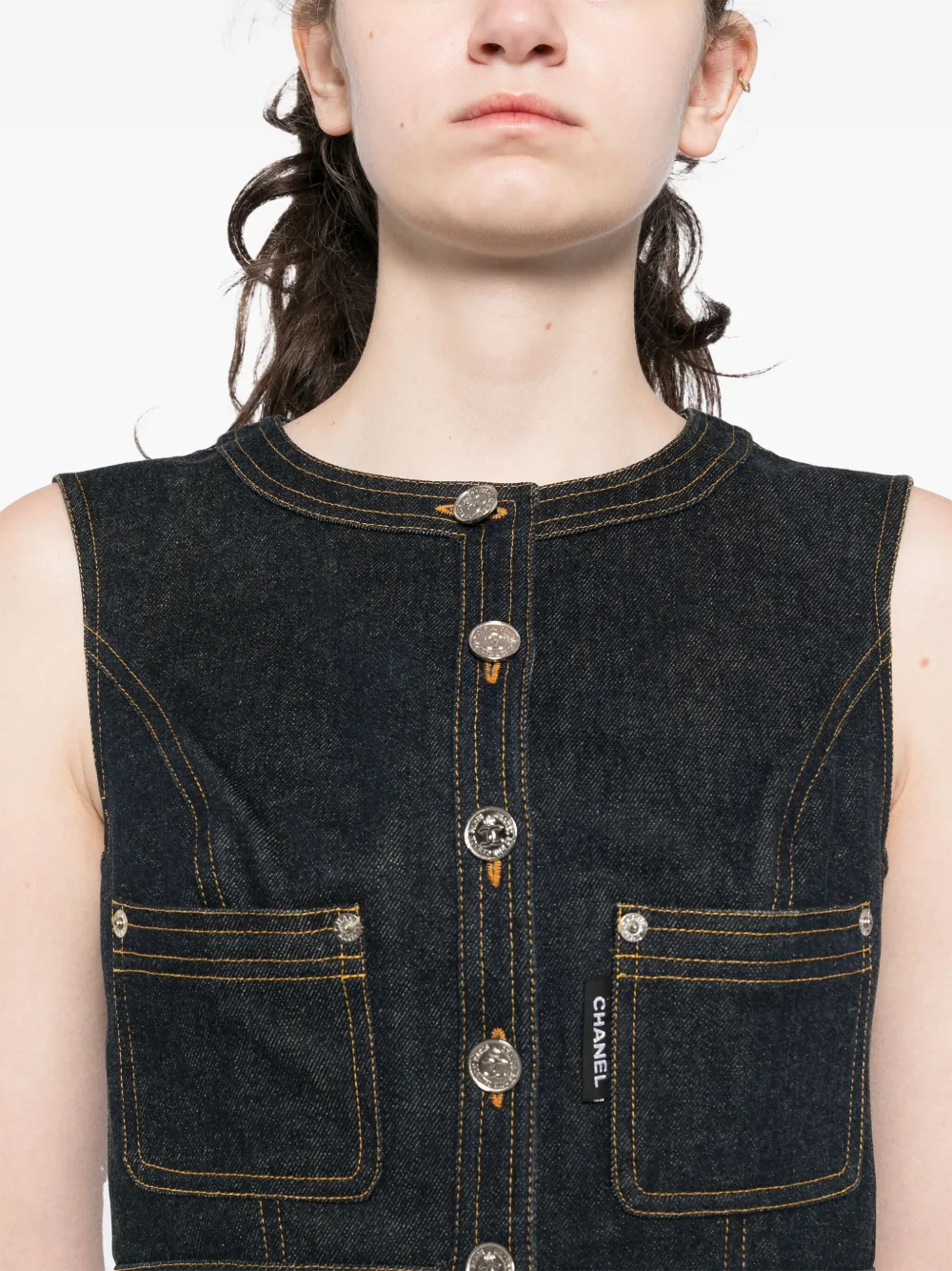 CHANEL Pre-Owned 1990-2000s ärmellose Jeansweste | Image 5