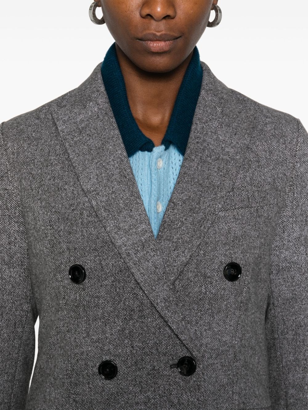 Shop Circolo 1901 Double-breasted Blazer In Grey