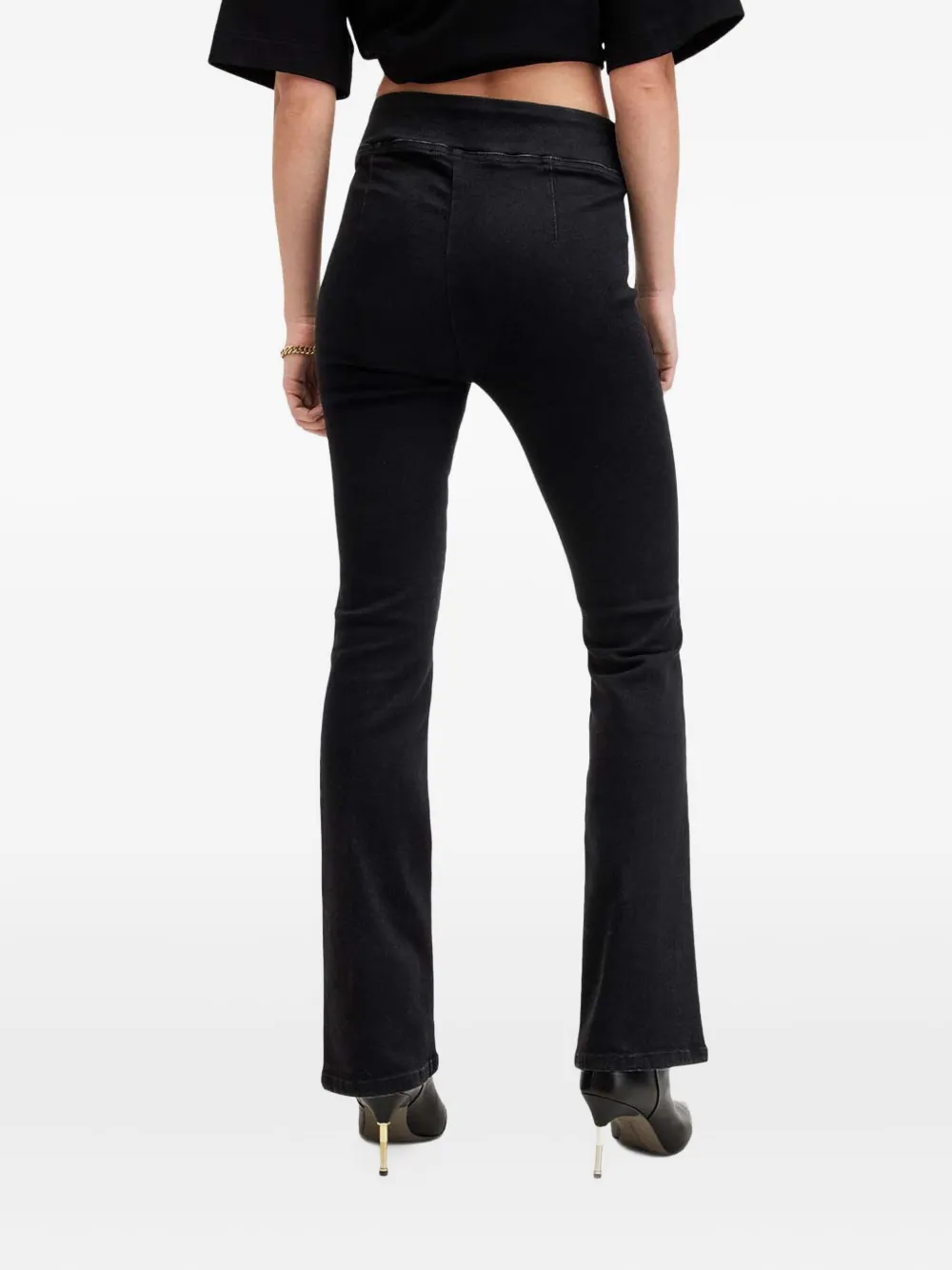 Allsaints Dani Pull-on Flared Trousers In Black